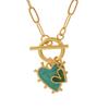 Women's Trendy Copper Inlaid Zircon Heart Pendant Chain Necklace with Ot Buckle