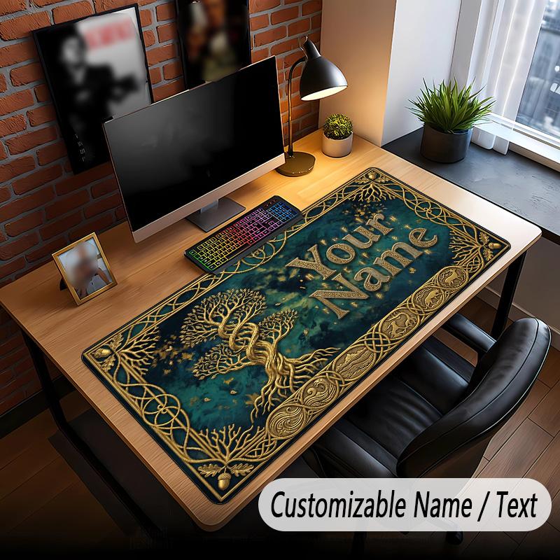 Tree of Life Theme Custom Mouse Pad Personalized With Name Text Customized Desk Mat For Office Home Decor
