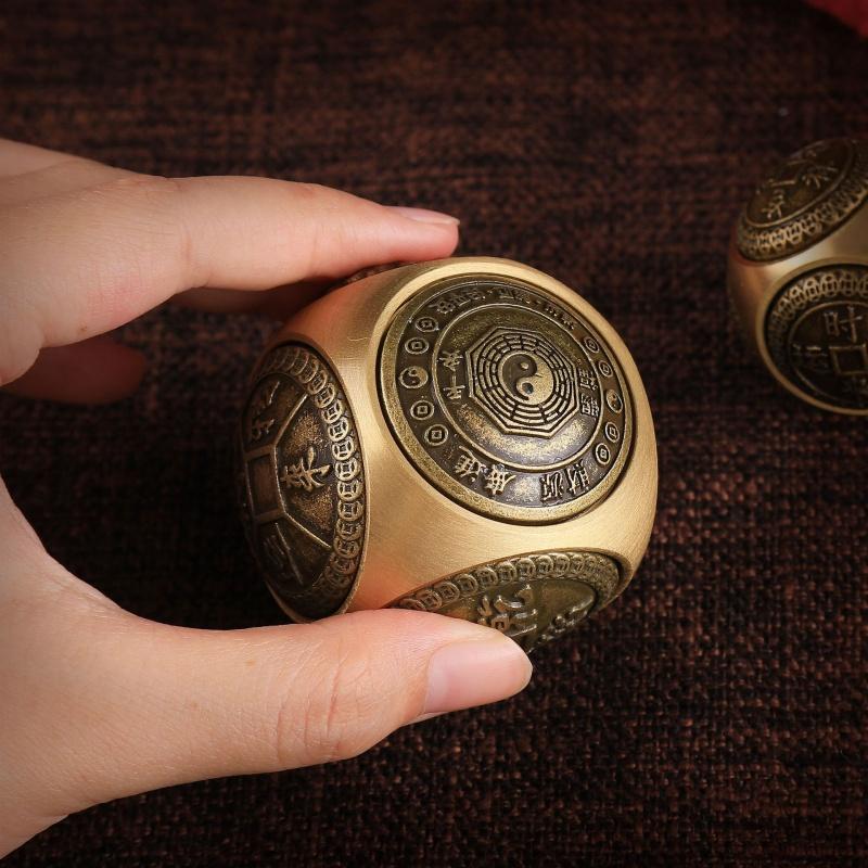 Large Size Brass Fidget Spinner Cube Six-sided Rotation Spherical Hand Spinner Adult Fidget Toy Chinese Style Stress Relief Toys