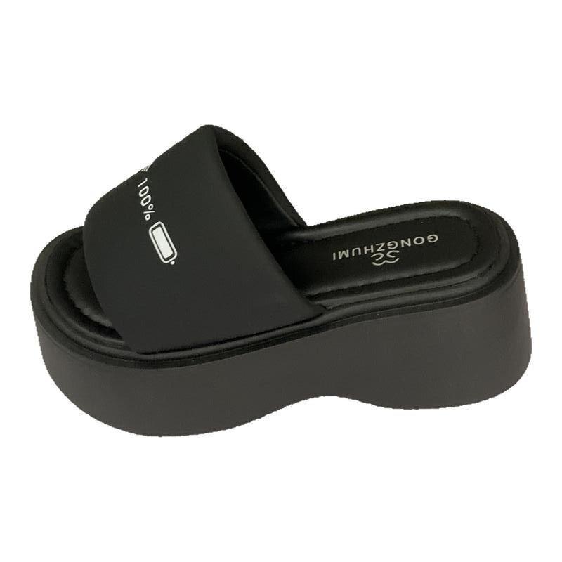 Thick-soled Small Man Cool Slippers Women's Summer Wear 2025 New Super Fire Muffin Shoes with Skirt Beach One-word Drag