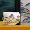 Handmade Mutton-fat Jade Porcelain Teacup - A Thousand Li of Rivers and Mountains Gift Set