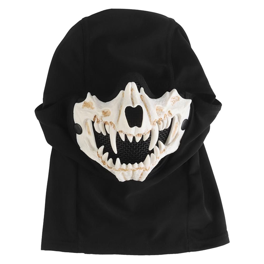

Skeleton Skull Airsoft Mask with Ear Protection Field Hunting Mask Adjustable Horror Fangs Skull Mask for Paintball Accessories чорний