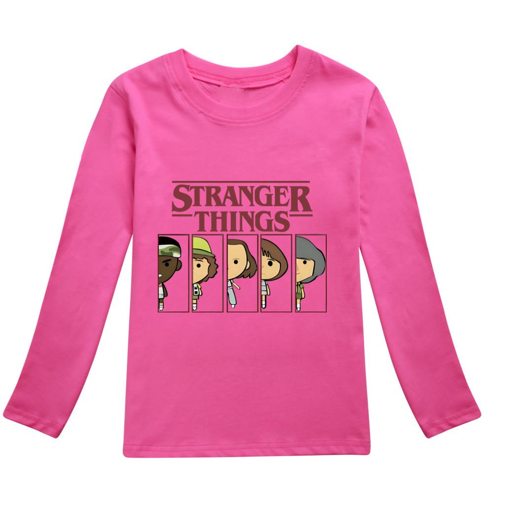 5248 Kids Stranger Print Cotton Long Sleeves T-Shirt