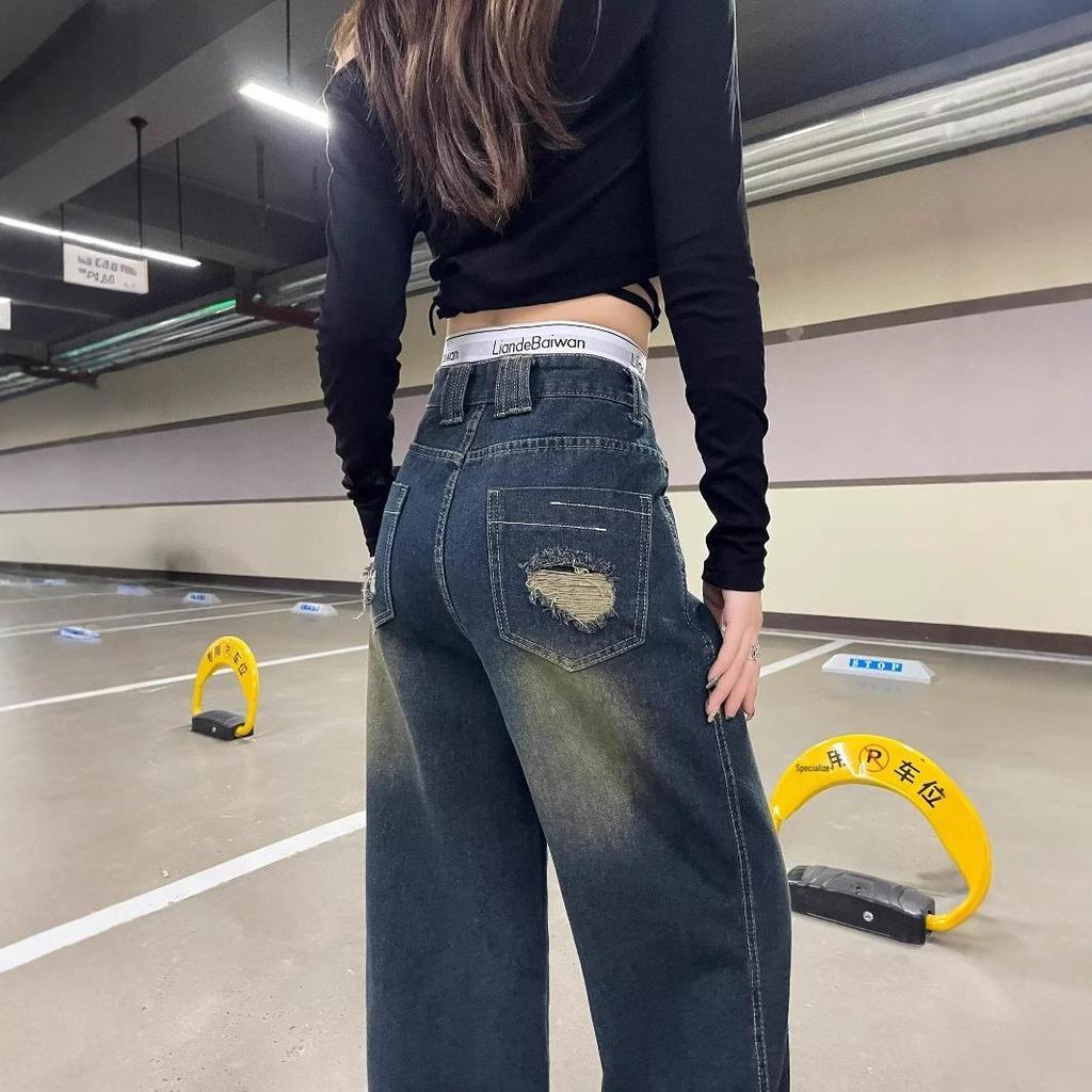 Women's American Retro High Waist Wide Leg Jeans - New Spring/Autumn 2025, Plus Size Slimming Loose Fit