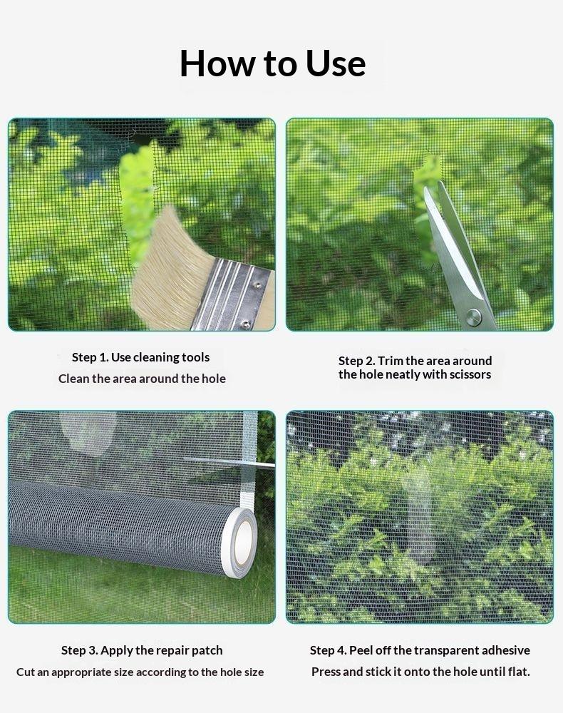 Self-Adhesive Window Screen Repair Tape, Mesh Patch Kit For Mosquito Net Hole Fix, 4 Size Options