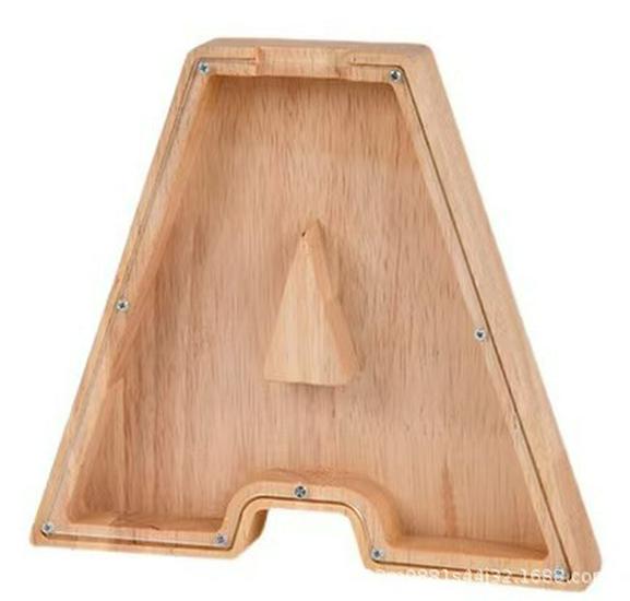 Wooden & Acrylic Money Box: Transparent 26-Letter Savings Bank for Kids