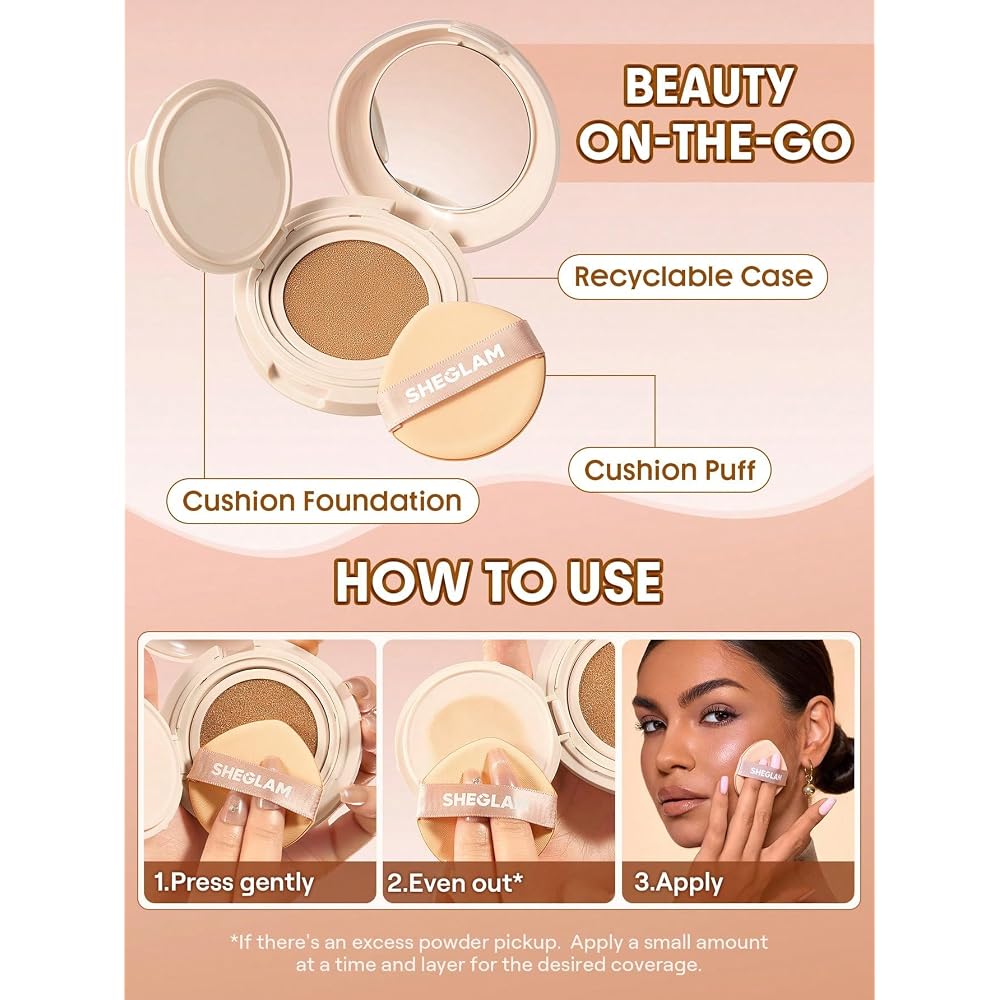 Sheglam Lock & Go Long-Lasting Cushion Foundation Soft Matte Lightweight Waterproof Pore Cover 30ml - Fair