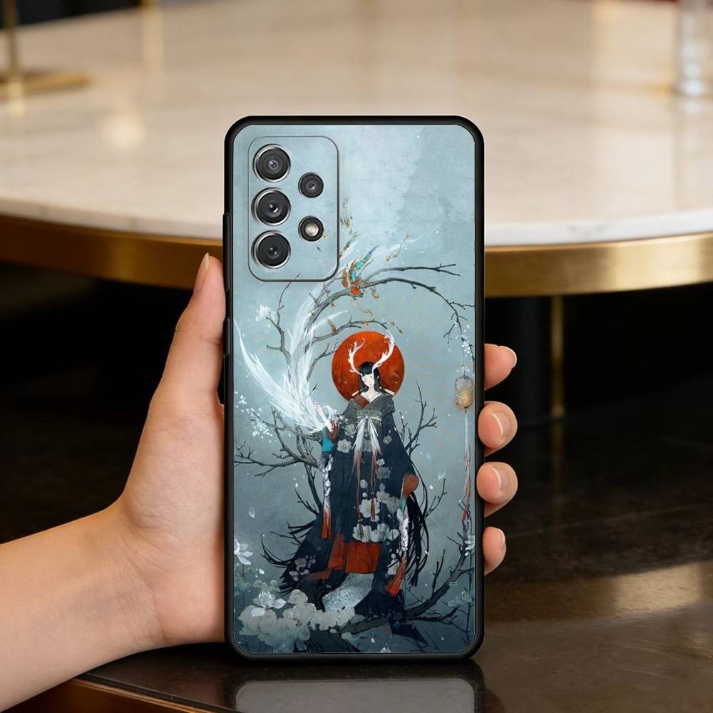 Cool O-Onmyoji Game Soft Silicone Black Cover Phone Case For Samsung Galaxy A73,A72,A71,A70,A53,A52,A51