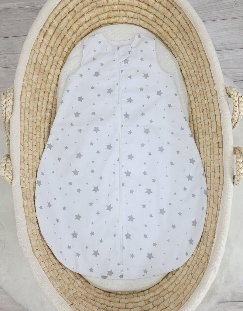 Rounded cotton sleeping bag for children S 0-6 months summer TOG 1.0 - mini stars gray
