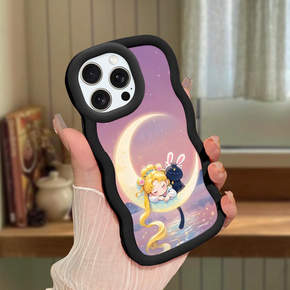 Big Wave Edge Soft Silicone Material Macaron Phone Case Shockproof Protective Rubber Casing for iPhone Samsung Huawei Honor Xiaomi Redmi OnePlus Moto