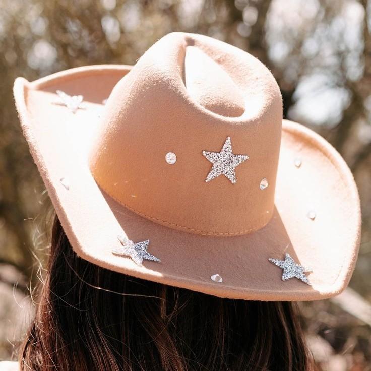 Popular Women's Fashion Light Luxury Top Hat Rhinestone Star Sequined Accessories Elegant Party Party Dance Wear