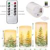 Christmas Flameless Candles with Timer, Battery Operated Wax Led Pillar Candles, Christmas Tree Flickering Candles for Holiday Home Decor, Gift Set