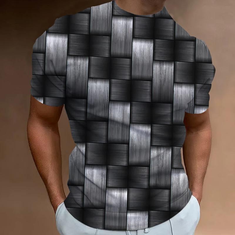 Funny Men's T Shirt Tops 3d Abstract Geometry Print T-Shirt For Men Summer Trend Simple Loose Tee Casual Breathable Man Clothing