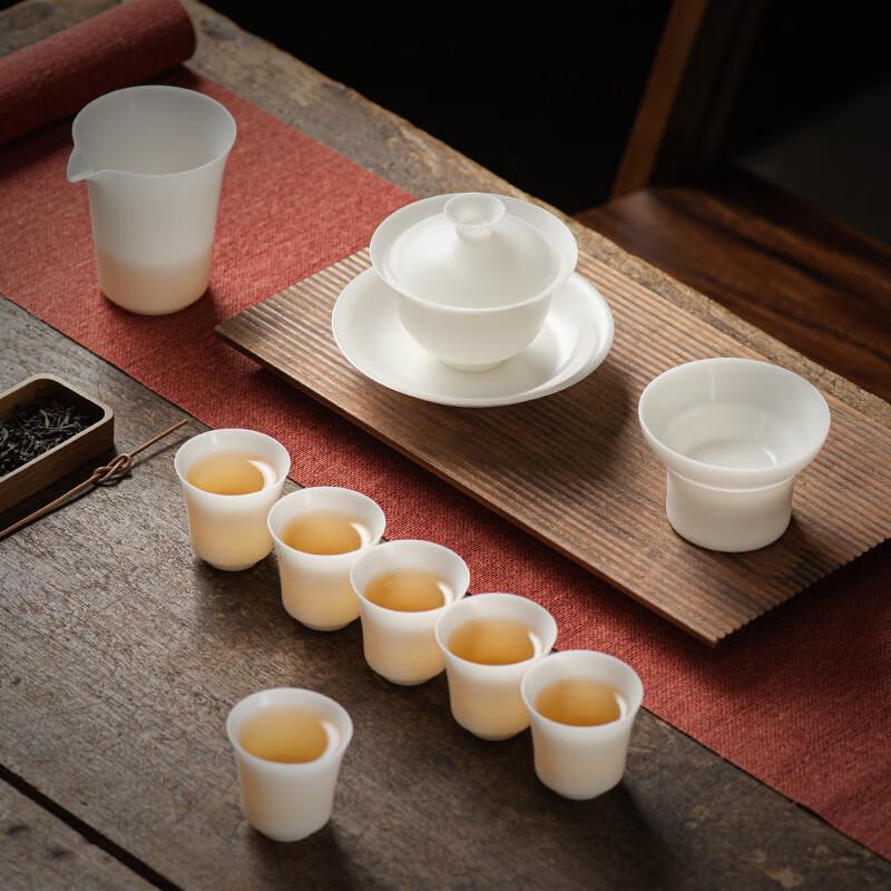 Ink Wash Ice Jade Porcelain Light Luxury Tea Set