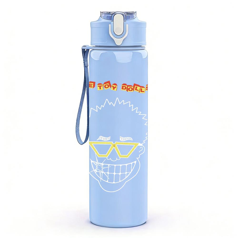 1PC Yellow sunglass minimal graphic print 750ml colorful plastic sports water bottle leakproof pop up lid with straw for outdoor work home use