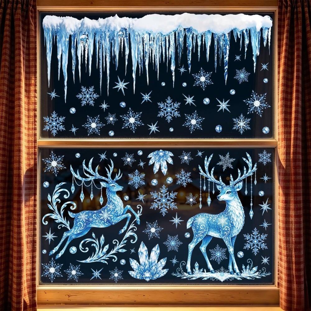 Santa Claus Christmas Tree Christmas Wall Sticker Christmas Static Window Stickers Festive Decor