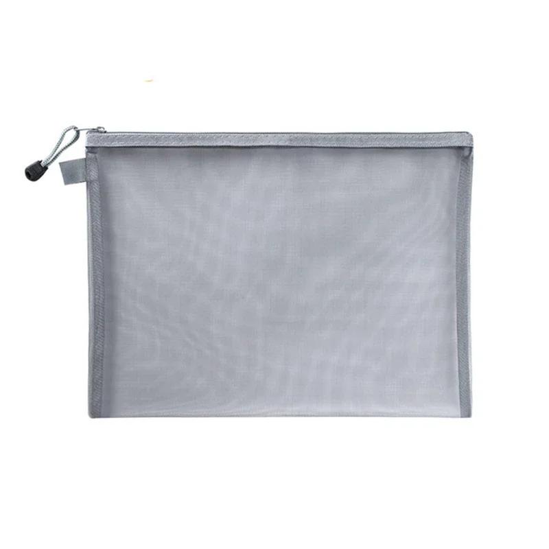Transparent A4/A5/A6 Mesh Zipper Pouch Clear Document Bag Book File Folders Stationery Pencil Case Storage Bags Makeup Pouch