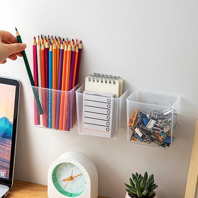 New Multi-function Self-adhesive Wall Mount Pen Pencil Holder for Markers Makeup Tools Storage Box Desktop Stationery Organizer