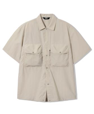 TRILLION Utility Big Pocket Nylon Short Sleeve Shirt [Sand]
