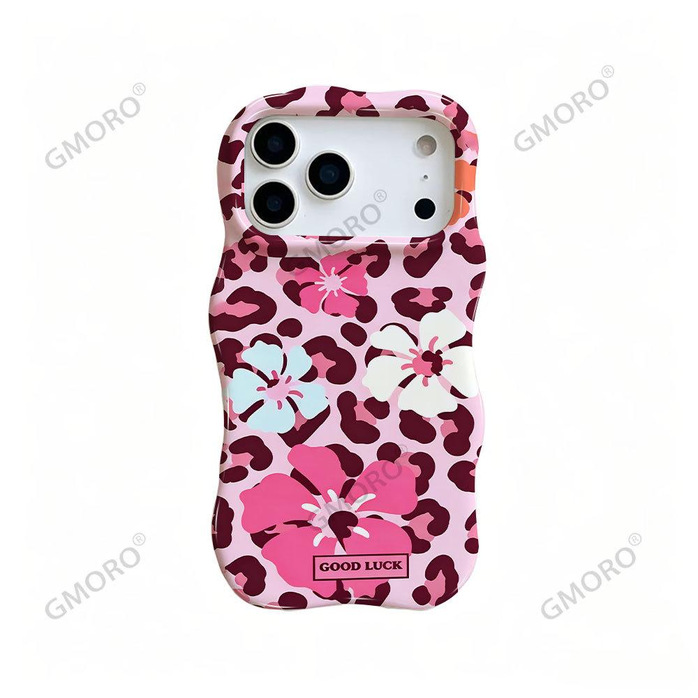 American Retro Pink Leopard Print Fuso Flower iPhone15pm Mobile Phone Case Apple 17 Wave Film Two-in-one Anti-drop