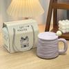 Stone Pattern Ceramic Mug Gift Set with Lid and Spoon