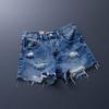 Summer Women's New Arrival Trendy K-style Tassel Mid-Waist Denim Shorts Slim Looking White Hole Hot Pants Thin 2025
