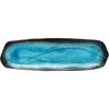 Mino ware "Yamasaku Kiln" turquoise blue plates, long rectangular plates, and sanma (saury) plates, approximately 34cm diameter x 10cm deep, set of 5,