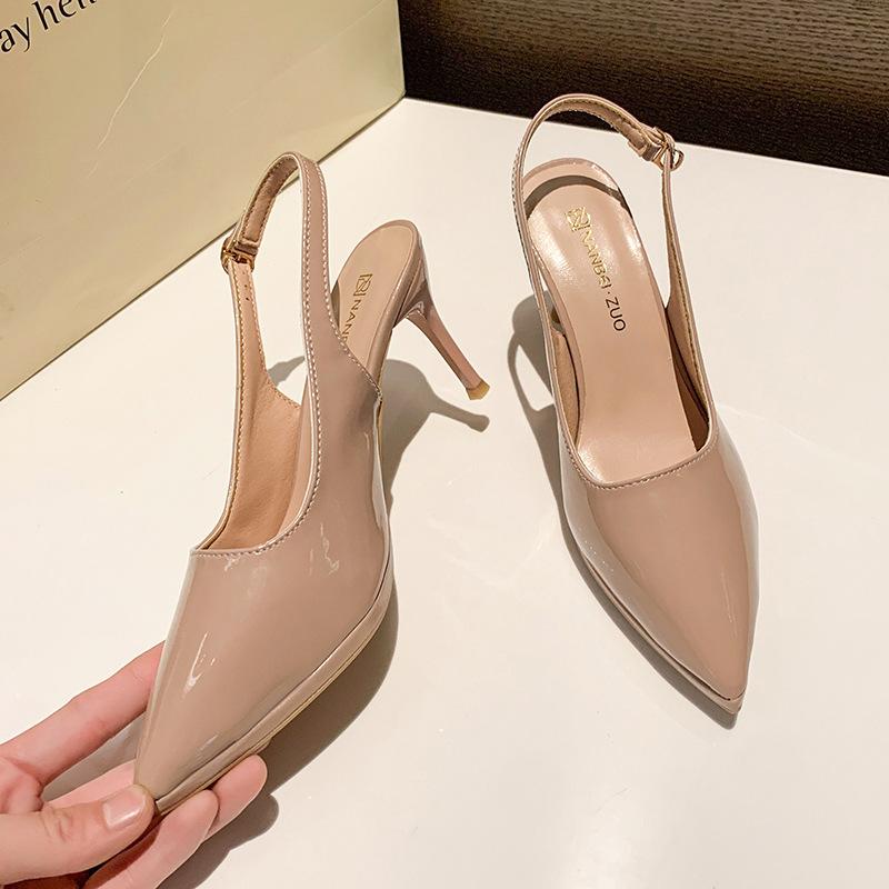 

Niche высокие каблуки сандалии мешок головы фея обувь 2025 новые весенне-летние черные французские остроносые одинарные туфли 43