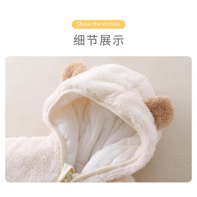 Jachetă de flanel pentru bebeluși toamnă și iarnă, haine de bumbac, haine pentru bebeluși, ținute cu glugă pentru exterior, haine pentru târât