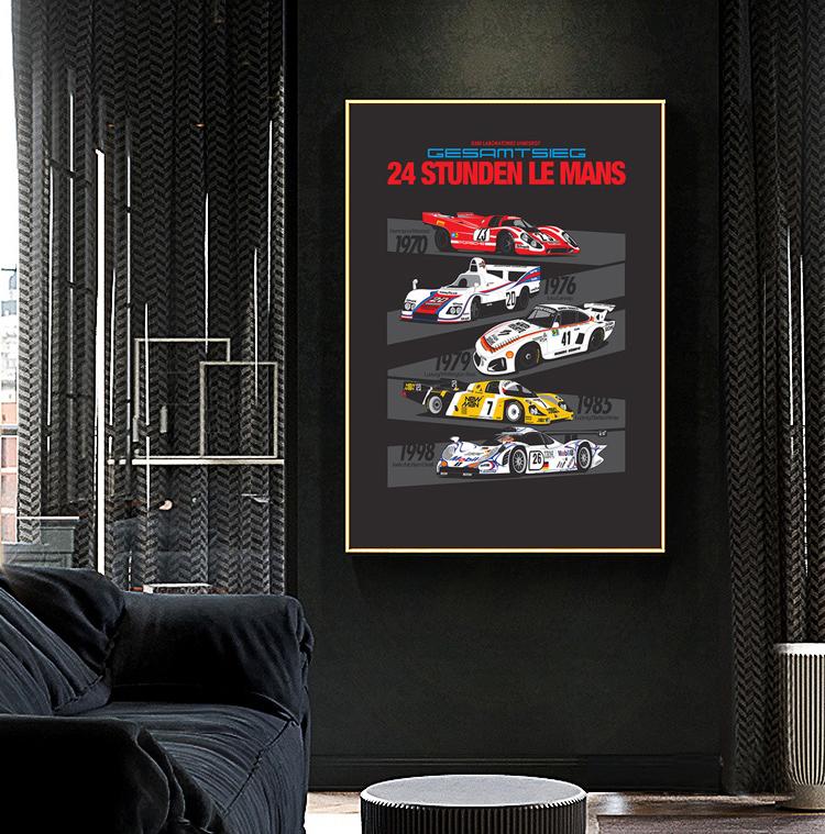 Classic Racing LE MANS Car Poster Print Canvas Painting Home Decor Wall Art Picture for Living Room Office Frameless Cuadros No Frame