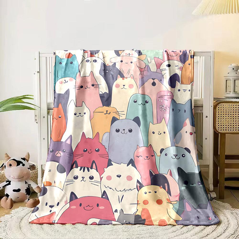 Cute Cartoon Cats Pattern for all seasons blanket lunch break throw gift