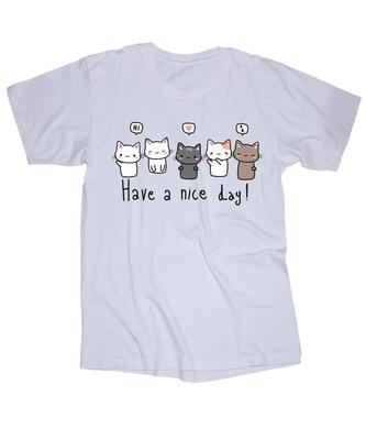 Schönen Tag Kätzchen Katzen weißes T-Shirt Spaß Positiv Herz Liebe