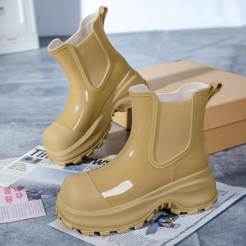Women's Fashion Mid-tube Rain Boots New Waterproof Platform Soft-soled Waterproof Rain Boots
