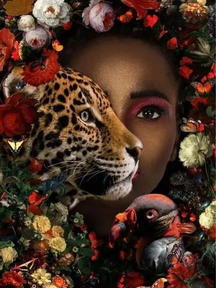 5D DIY Diamond Embroidery Women's Animal Set Pattern Painting Full Round Square Animal Mosaic Women's Home Decoration Gift