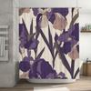 Elegant Floral Print Shower Curtain Waterproof Bathroom Decor Fabric Shower Closures Purple White