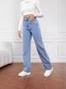 2025 Women's European & American Style Washed Denim Loose Straight-Leg Jeans for Autumn/Winter