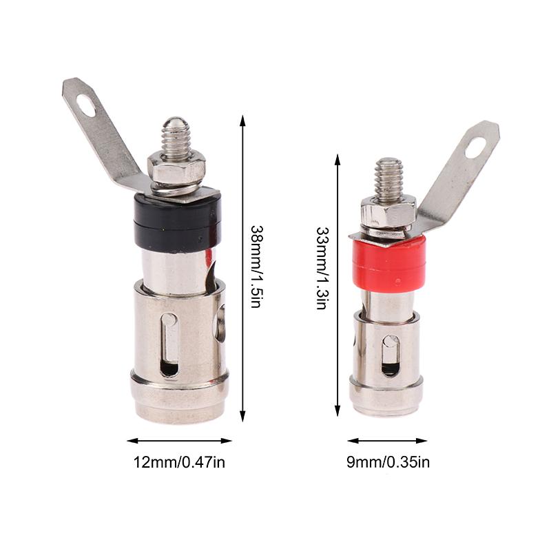 2Pcs  Nickel Plated 2Mm/4Mm L Banana Audio Plug Jack Socket Connector Amplifier Terminal Spring Loaded Binding Post