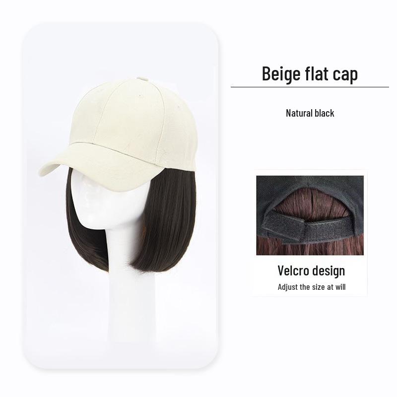 Bob Wig Cap: Women's Versatile Short-Style Synthetic Hair Baseball Cap for Full Gray Hair Coverage.