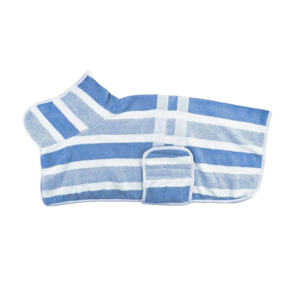 Striped Bathrobe For Cats And Dogs Bath Towel Soft All-wrapped Quick-drying Absorbent Bath Towel Pet Comfort Coat Wholesales