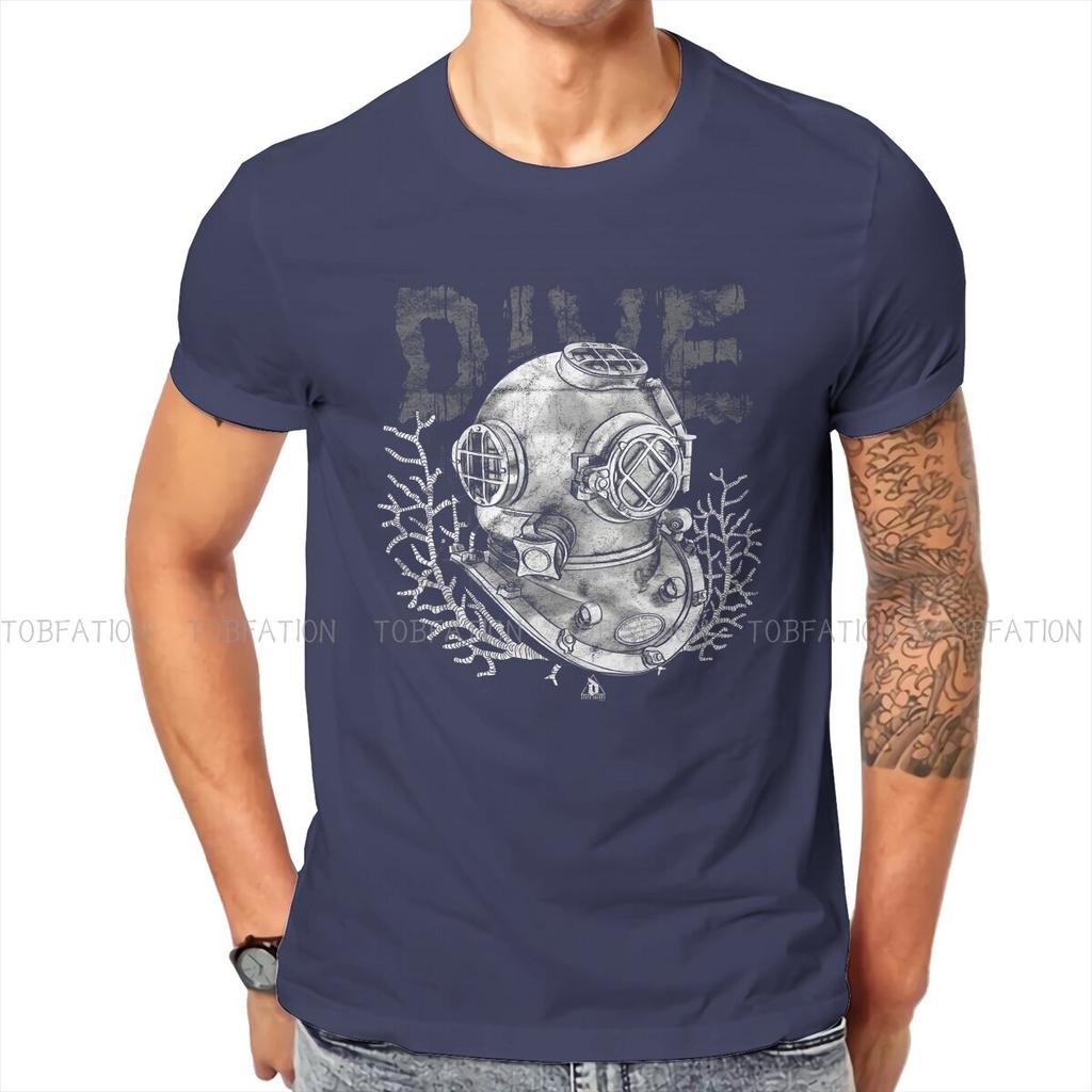 Helmet Graphic Tshirt Dive Scuba Diving Printing Streetwear Leisure T Shirt Male Tee Unique Gift Clothes