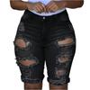 Damen Skinny Trend Ripped Lässige Mode Kleine Fuß Fünf-Viertel Jeans