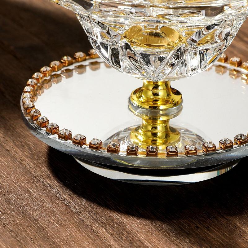 Arabian Crystal Flower Charcoal Incense Burner Rotating Bakhoor Holder with Clip Luxury Arabic Home Decor Scented Gift Set