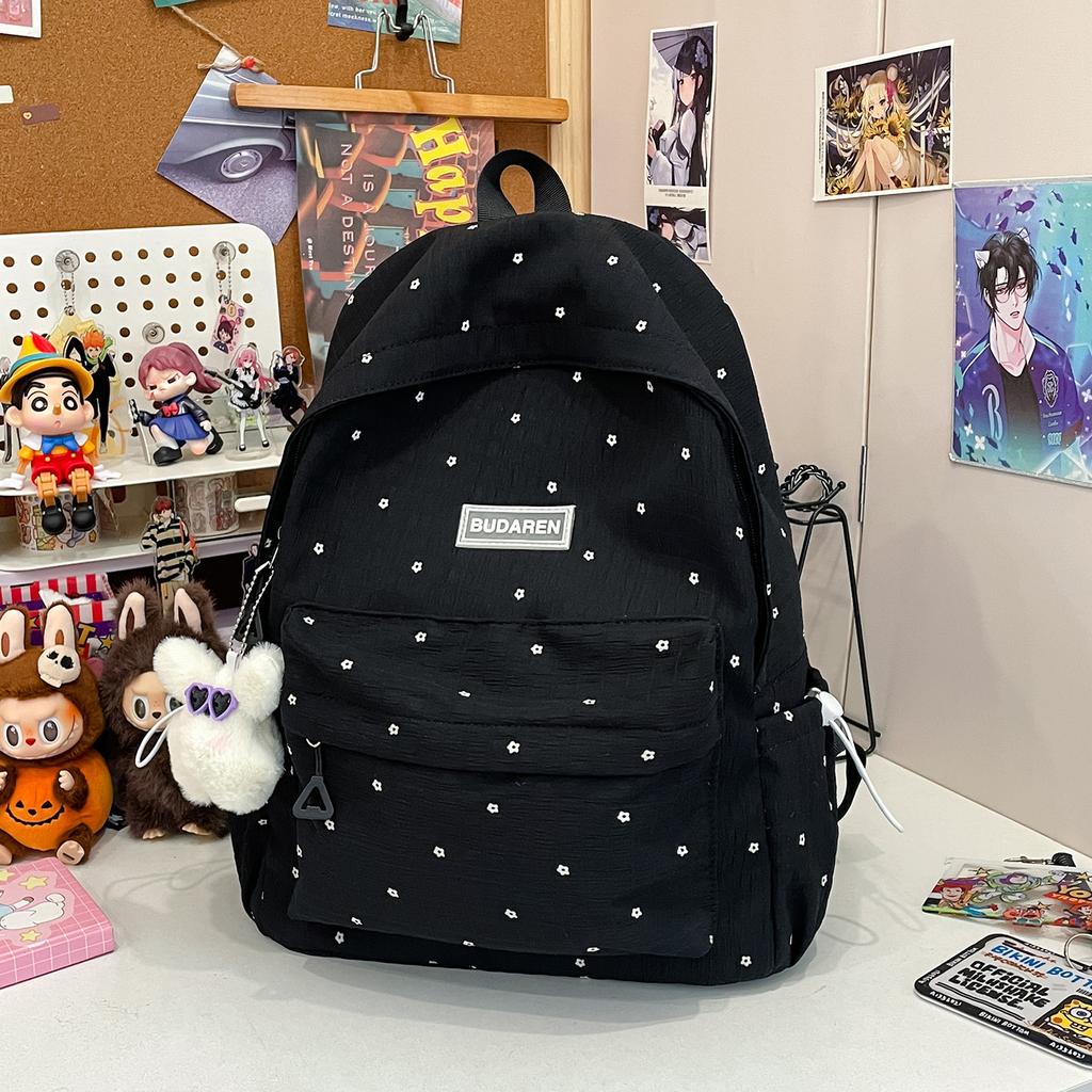 Small fresh schoolbag, girls, junior high school students, polka dots, cute versatile travel backpack, lightweight large-capacity backpack