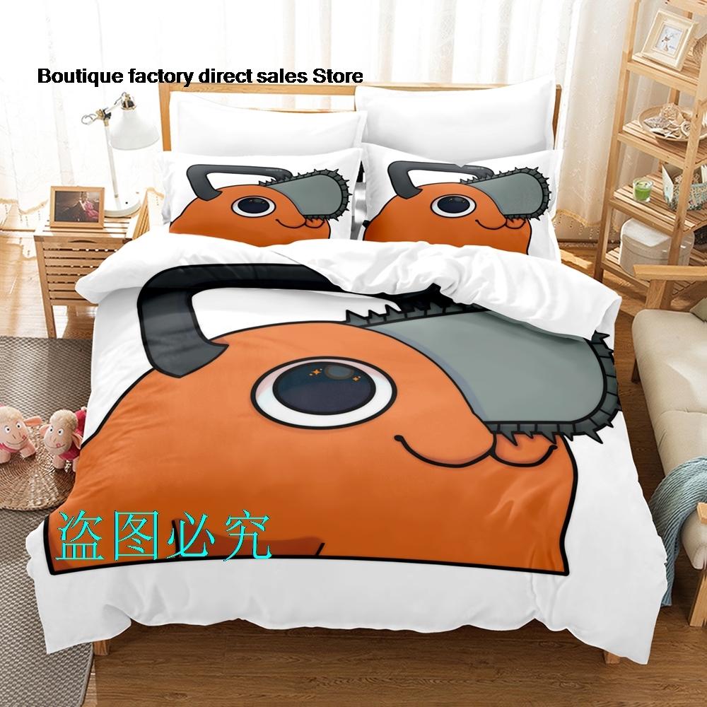 Pochita Chainsaw Man Bedding Set Single Twin Full Queen King Size Bed Set Adult Kid Bedroom Duvetcover Sets Parure De Lit Bed