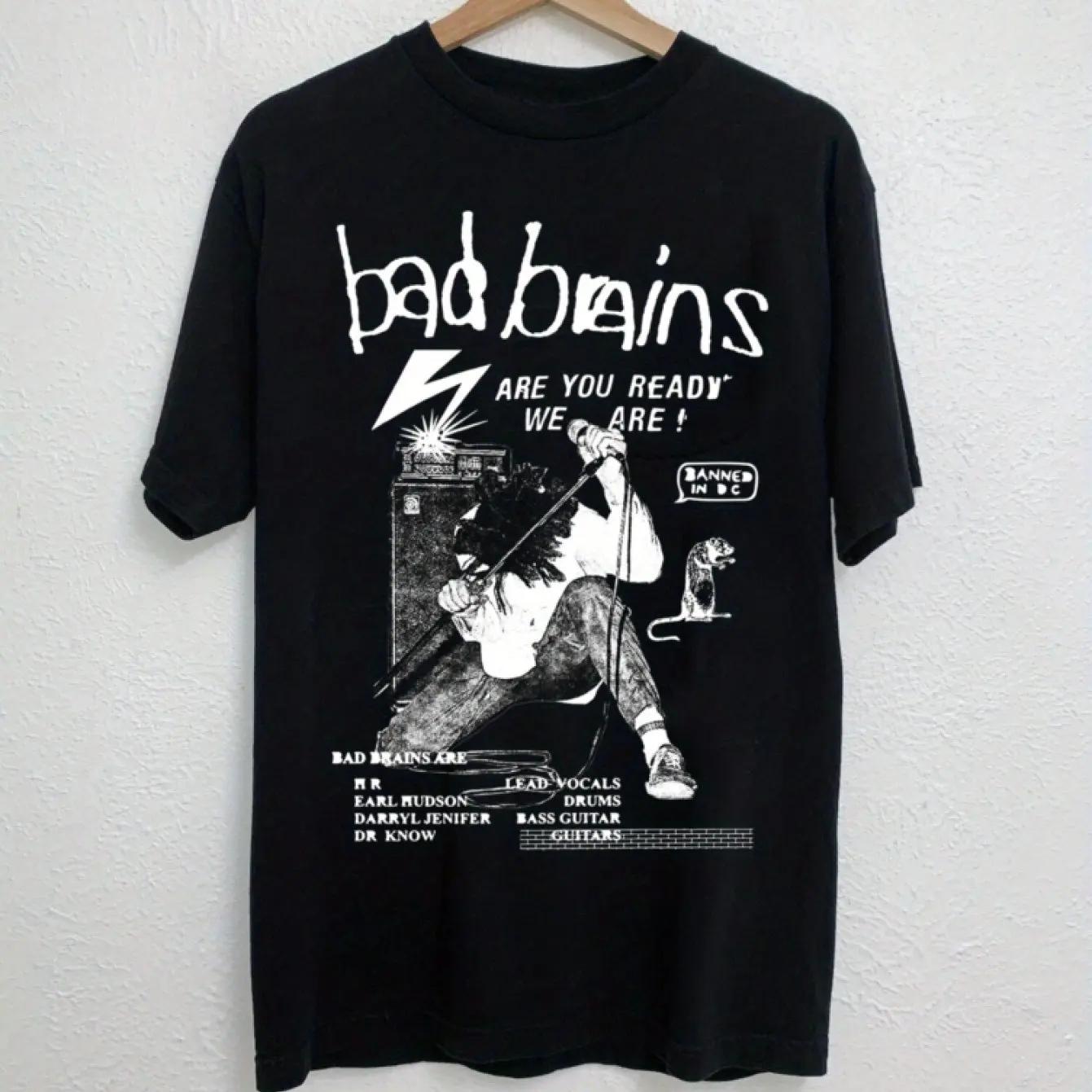 

Bad Brains Band Graphic Tee 100% Cotton Soft Comfortable Black Short Sleeve Shirt with Concert Dates Design Casual Crew Neck S