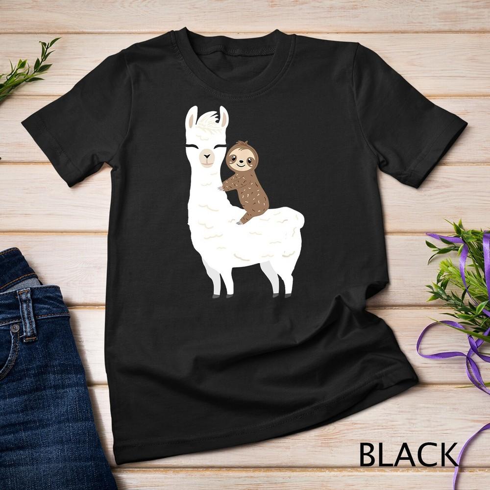 Sloth Riding Llama Funny Unisex T-shirt