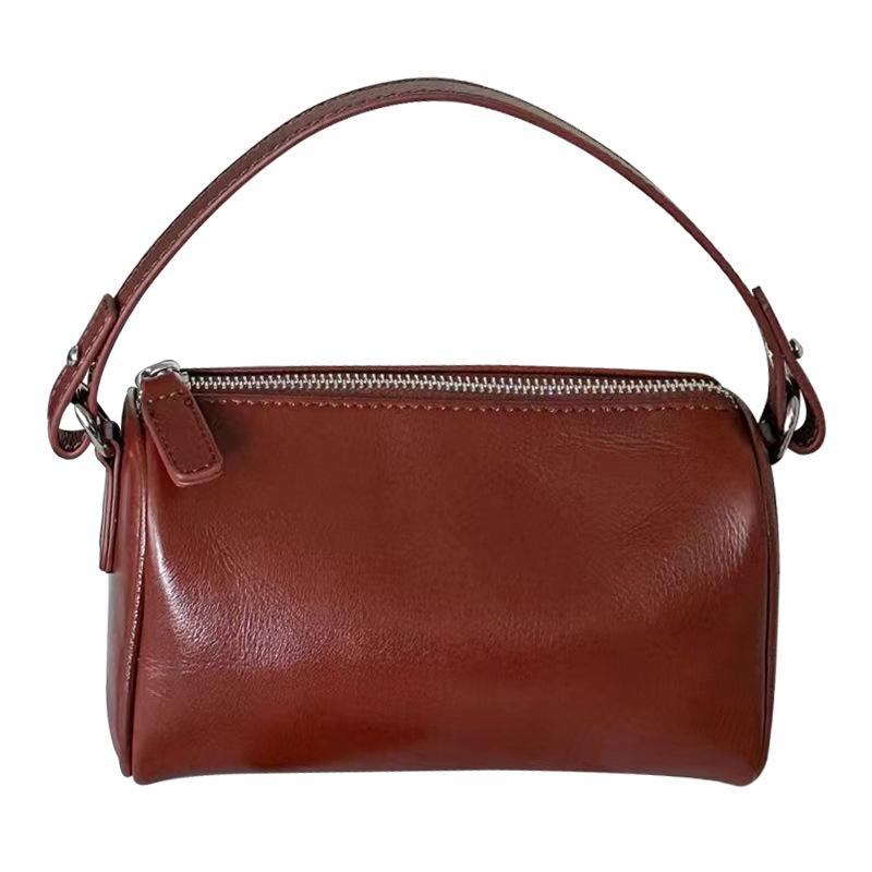 Mini Pillow Bag for Women 2025 New Vintage Cowhide Crossbody Underarm Bag Versatile Casual Fashion Cylinder Bag Trendy