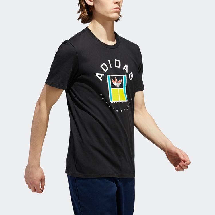 adidas Originals Oncourt Tee With Fun Print Logo Men Tops Black DT8110