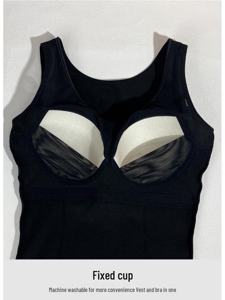 Women's Plus Size Winter Fleece Velvet Underwear with Tummy Control & Chest Pad - Slimming Base Layer Top