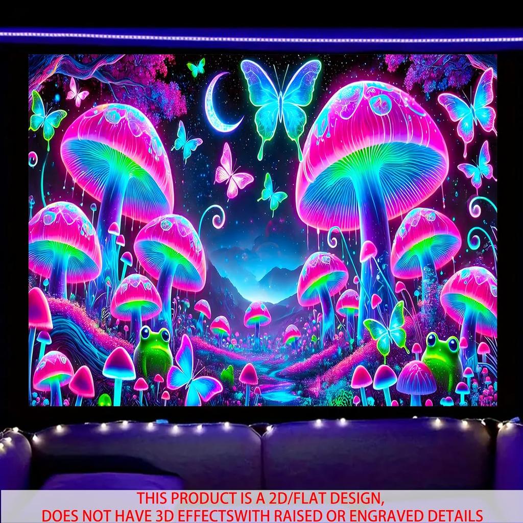 Nuxovilar UV Reactive Tapestry Halloween Ghost Forest Scene BlackLight Tapestries Cool UV Black Light Pumpkin Night Tapestry Liv